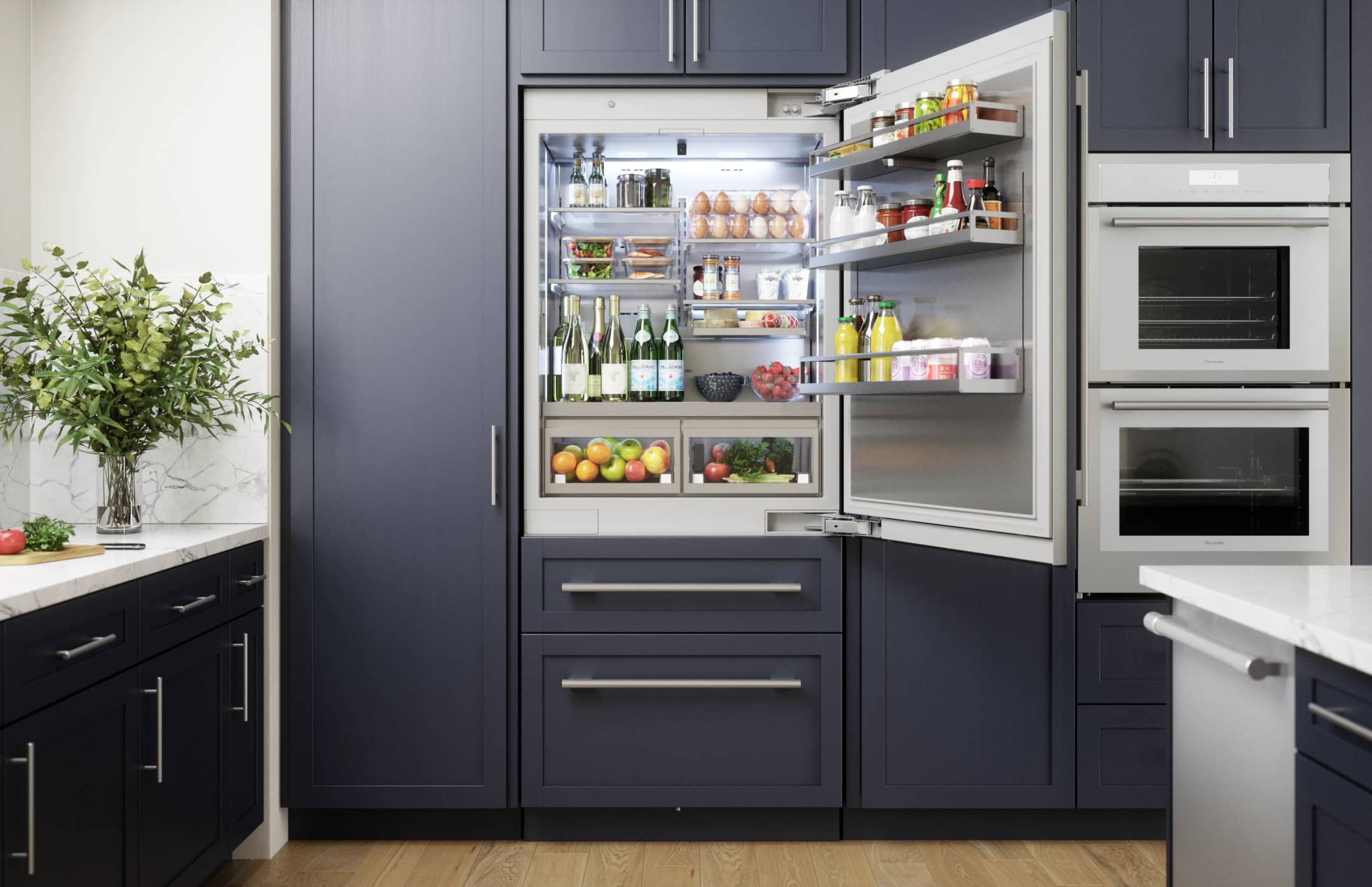 Built-in panel-ready refrigerator integrated into kitchen cabinetry