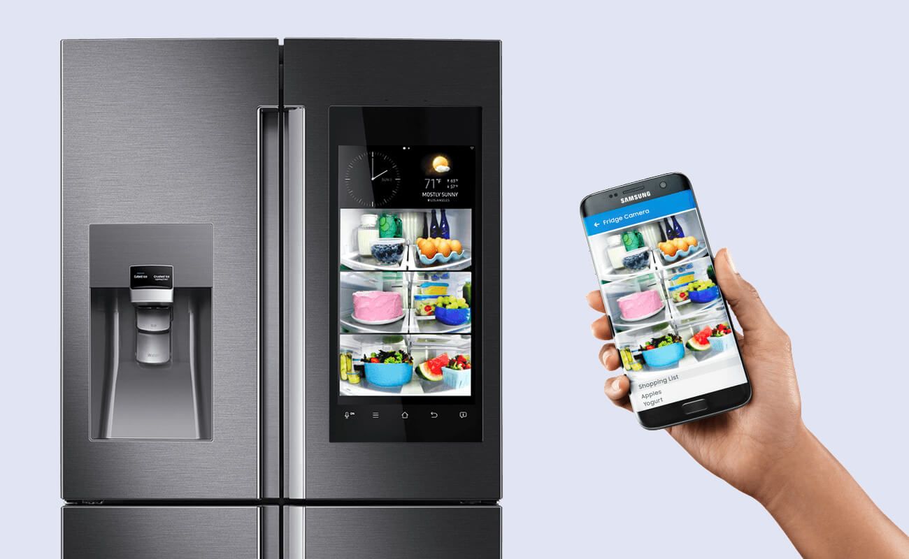 Smart Wi-Fi refrigerator with touchscreen and mobile control app