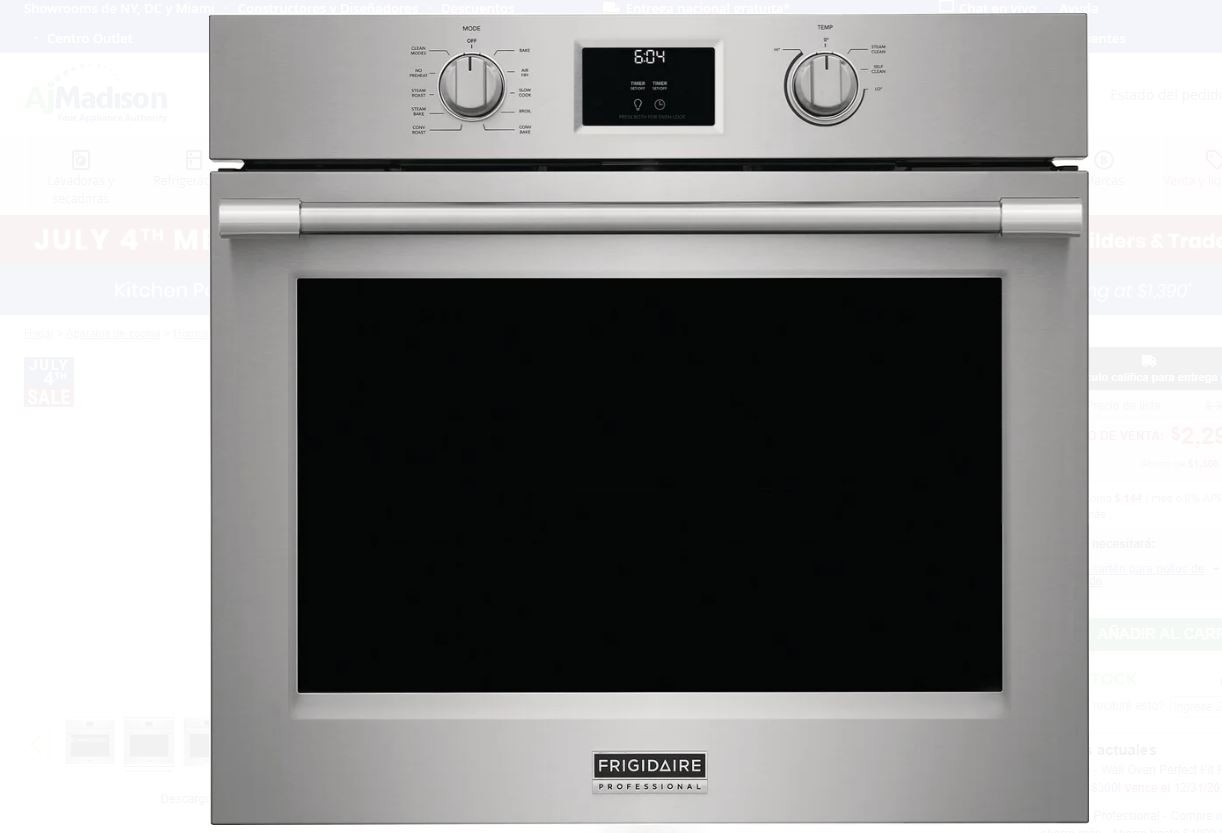 Built-in Frigidaire stainless steel wall oven cleanly fitted into custom kitchen cabinetry